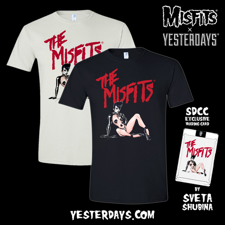 SDCC Exclusive Misfits Pin-Up Black T-Shirt with Trading Card