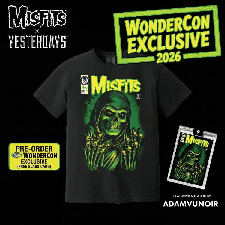 Misfits x Yesterdays Emerald Hell T-Shirt - WonderCon Exclusive 2026 with Free Slabs Card